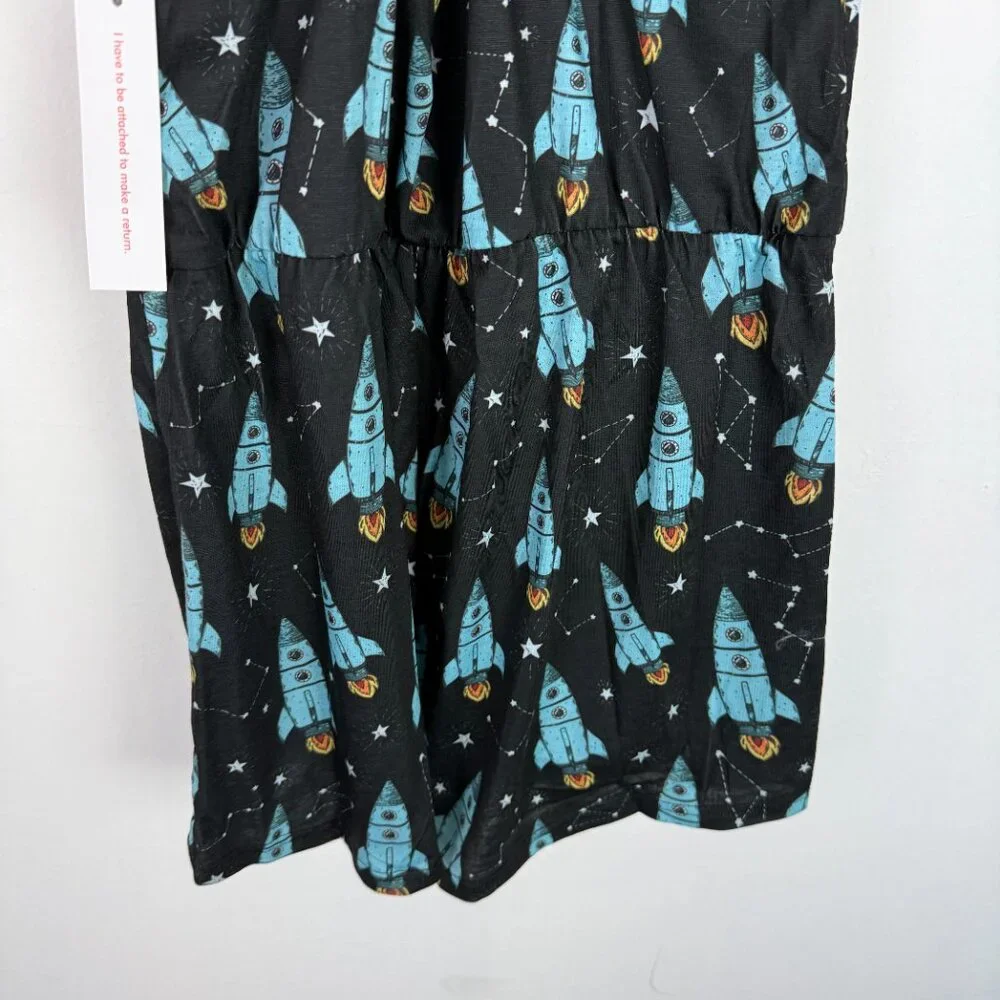 NWT Modcloth Breakfast for Dinner Easy Does It Sleep Romper Rockets Size Medium - Picture 9 of 12